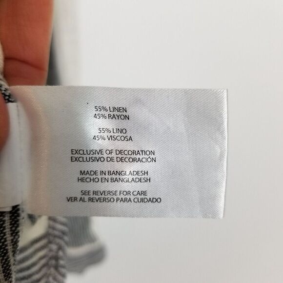 Orvis Women's Long Sleeve Linen Blend Top Blouse Size XL Striped White Blue - Picture 7 of 7